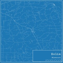 Obraz premium Blueprint US city map of Eolia, Missouri.