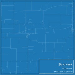 Obraz premium Blueprint US city map of Browns, Illinois.