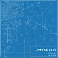 Blueprint US city map of Springfield, Illinois. - obrazy, fototapety, plakaty