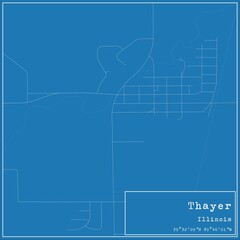 Blueprint US city map of Thayer, Illinois.