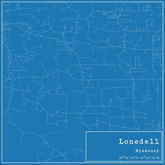 Obraz premium Blueprint US city map of Lonedell, Missouri.