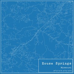 Blueprint US city map of House Springs, Missouri.