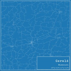 Blueprint US city map of Gerald, Missouri.