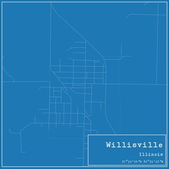 Fototapeta premium Blueprint US city map of Willisville, Illinois.