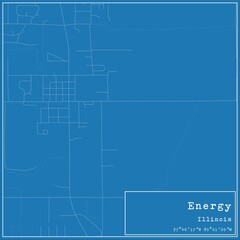 Blueprint US city map of Energy, Illinois.