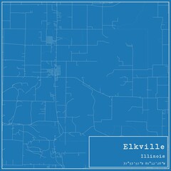 Blueprint US city map of Elkville, Illinois.