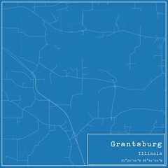 Blueprint US city map of Grantsburg, Illinois.