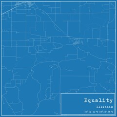 Blueprint US city map of Equality, Illinois.