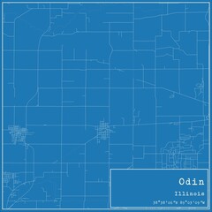 Obraz premium Blueprint US city map of Odin, Illinois.