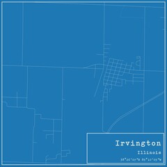 Fototapeta premium Blueprint US city map of Irvington, Illinois.