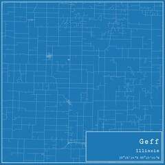 Blueprint US city map of Geff, Illinois.