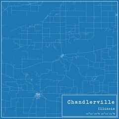 Blueprint US city map of Chandlerville, Illinois.