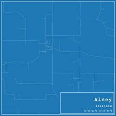 Blueprint US city map of Alsey, Illinois.