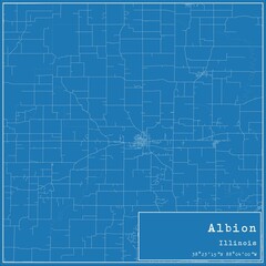 Blueprint US city map of Albion, Illinois.
