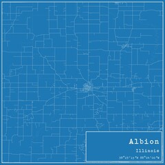 Obraz premium Blueprint US city map of Albion, Illinois.