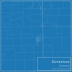Obraz premium Blueprint US city map of Divernon, Illinois.