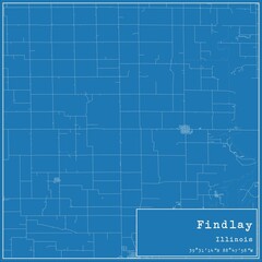 Blueprint US city map of Findlay, Illinois.