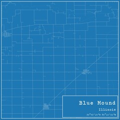 Blueprint US city map of Blue Mound, Illinois.