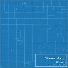 Blueprint US city map of Stewardson, Illinois.