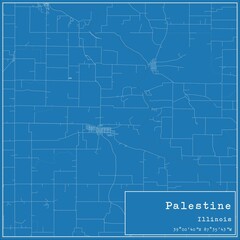 Obraz premium Blueprint US city map of Palestine, Illinois.