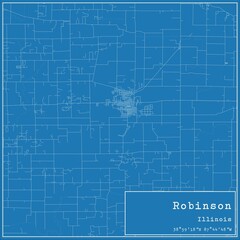 Blueprint US city map of Robinson, Illinois.