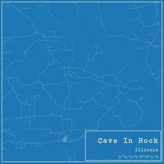 Blueprint US city map of Cave In Rock, Illinois.
