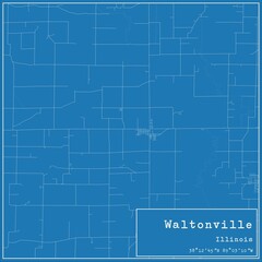 Blueprint US city map of Waltonville, Illinois.