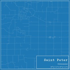 Fototapeta premium Blueprint US city map of Saint Peter, Illinois.