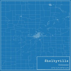 Blueprint US city map of Shelbyville, Illinois. - obrazy, fototapety, plakaty