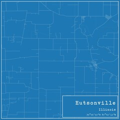 Blueprint US city map of Hutsonville, Illinois.