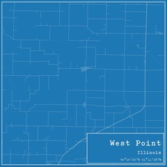 Blueprint US city map of West Point, Illinois.