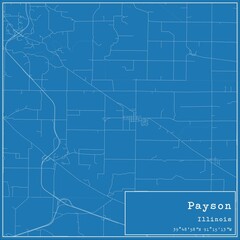 Blueprint US city map of Payson, Illinois.