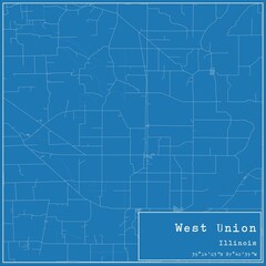 Blueprint US city map of West Union, Illinois.