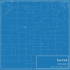 Blueprint US city map of Lerna, Illinois. - obrazy, fototapety, plakaty