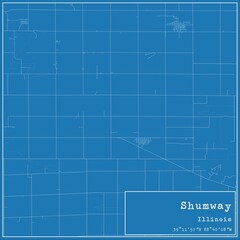 Blueprint US city map of Shumway, Illinois.
