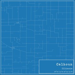 Blueprint US city map of Calhoun, Illinois.