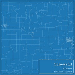 Blueprint US city map of Timewell, Illinois.