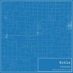 Blueprint US city map of Noble, Illinois.