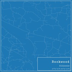 Blueprint US city map of Rockwood, Illinois.