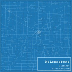 Blueprint US city map of McLeansboro, Illinois.