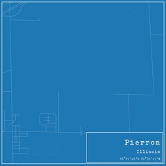 Blueprint US city map of Pierron, Illinois.