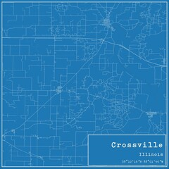 Blueprint US city map of Crossville, Illinois.