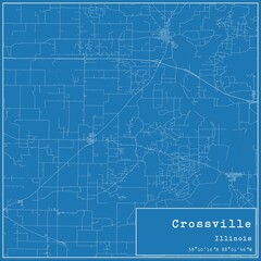 Obraz premium Blueprint US city map of Crossville, Illinois.
