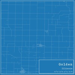 Obraz premium Blueprint US city map of Golden, Illinois.