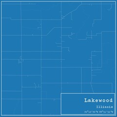 Blueprint US city map of Lakewood, Illinois.