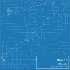 Blueprint US city map of Mason, Illinois.