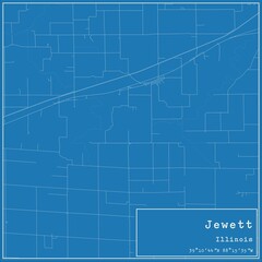 Blueprint US city map of Jewett, Illinois.