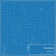 Blueprint US city map of Dundas, Illinois.