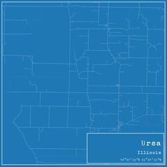 Blueprint US city map of Ursa, Illinois.