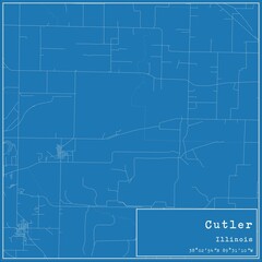 Blueprint US city map of Cutler, Illinois.